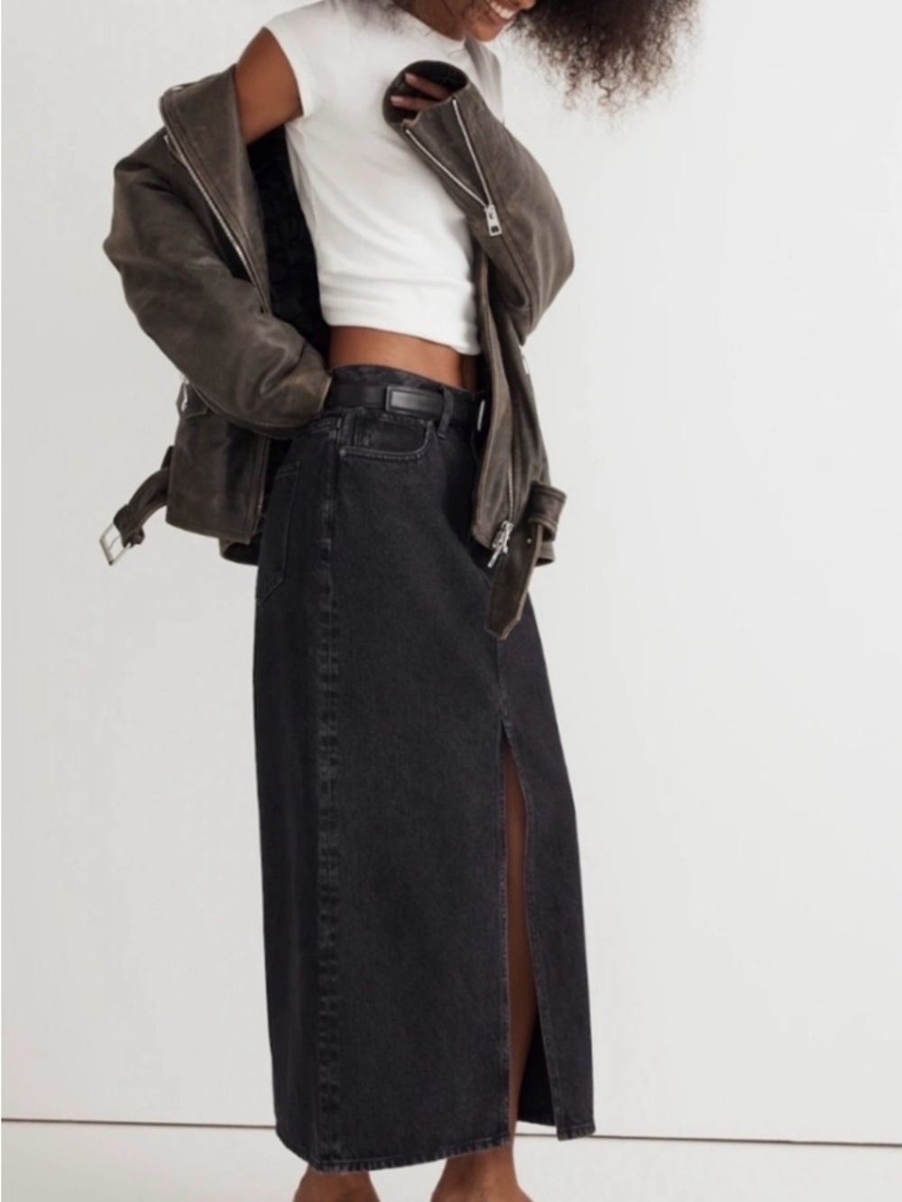 Madewell Black Denim Skirt